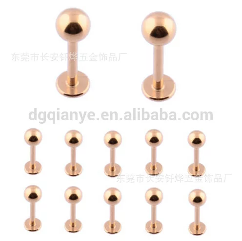Золотое пирсинг для губ нержавеющая сталь, розовое золото, Aliexpress, опт