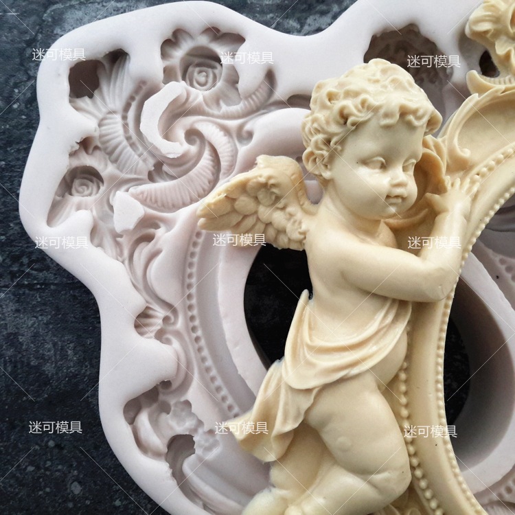 Fondant molde de silicona Ángel gran marco pastel chocolate herramientas para hornear fábrica directa al por mayor