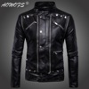 men motorcycle multi zipper leather jacket jacket