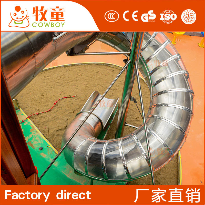 Diapositiva transparente de acero inoxidable para interiores y exteriores Diapositiva espiral de acero inoxidable al aire libre Diapositiva de acero inoxidable grande al aire libre