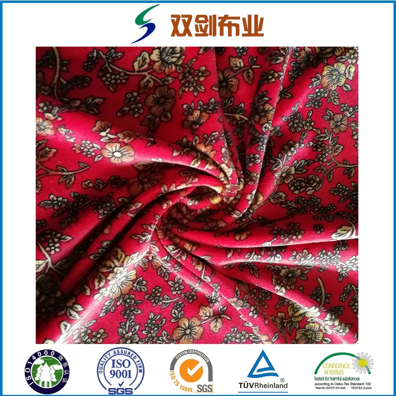 纬编超柔印花贝贝绒服装面料玩具沙发面料