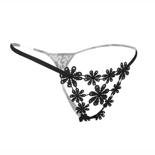 Flower embroidered sexy thong women's low-waist sexy underwear hollow temptation hot T-string 2170
