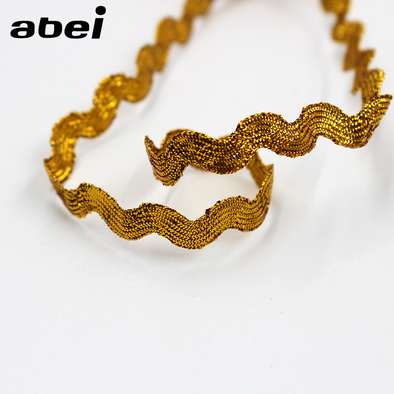 5MM玩偶裙带金色S型水浪花边小弯带绳 民族民俗服饰辅料小弯花边