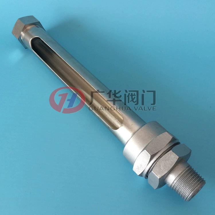 Датчик уровня со стеклянной трубкой прямого считывания с внешней резьбой Куртка датчика уровня воды Защитная крышка из нержавеющей стали Верхнее уплотнение