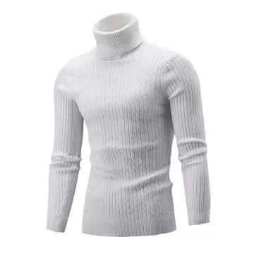 Factory wholesale  sell through foreign trade sweater men's knitwear autumn and winter new Europe and the United States high collar pure color twist bottom shirt - ShopShipShake
