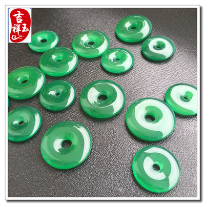 [Ping An buckle]goods in stock Chalcedony agate Ruyi diy Accessories natural Dark green agate Ping An buckle Pendant
