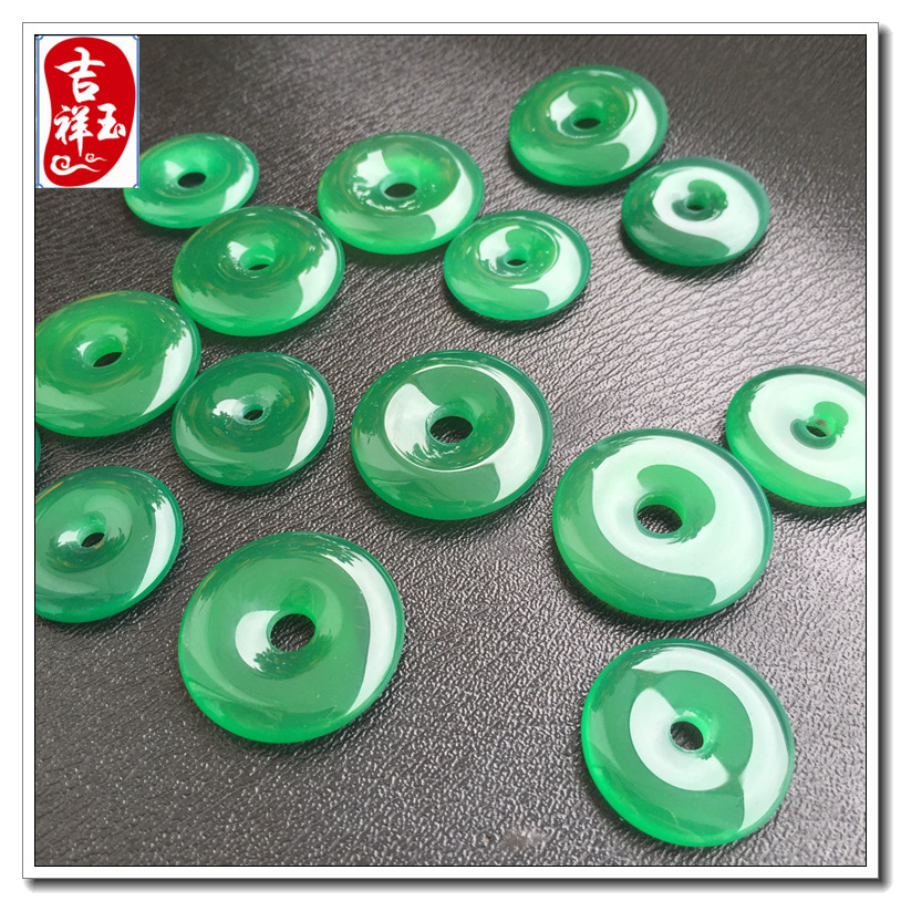 [Ping An buckle]goods in stock Chalcedony agate Ruyi diy Accessories natural Dark green agate Ping An buckle Pendant