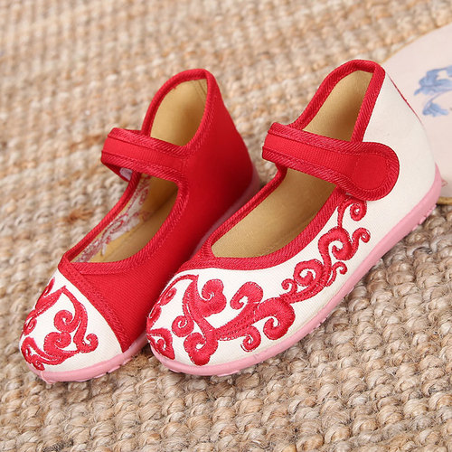 Xiangyun Girls' Embroidered Shoes, Old Beijing Fabric Shoes, Children's Ethnic Style Traditional Fabric Shoes, Dance Performance Children's Shoes