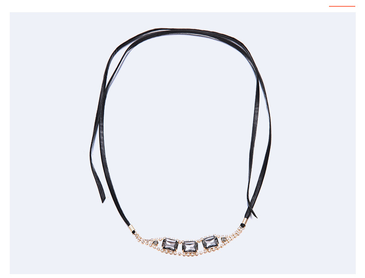 Fashion OL metal Diamond necklace (Golden gray)NHNTF1266-Golden gray