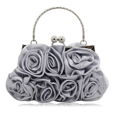 Silk and Satin Flower Bag hand sewn rose flower dinner party Baoding dress baoniang bag