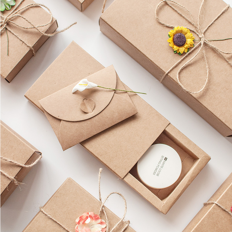 创意DIY长方形 复古牛皮纸盒礼品盒子 干花方形伴手礼盒生日闺蜜
