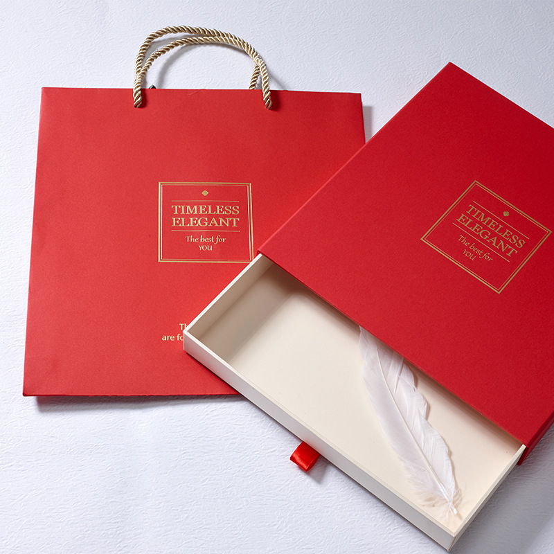 巧克力礼品包装盒丝巾围巾糖果礼物盒新年红色抽屉盒可印logo彩盒