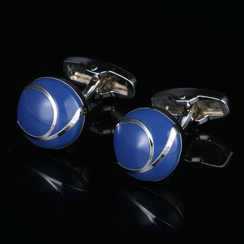 New dark blue men's enamel cufflinks sil...