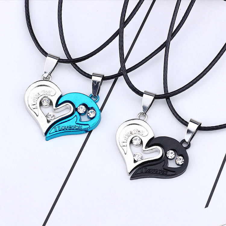 Streetwear Heart Shape Stainless Steel Plating Valentine's Day Couple Pendant Necklace display picture 3