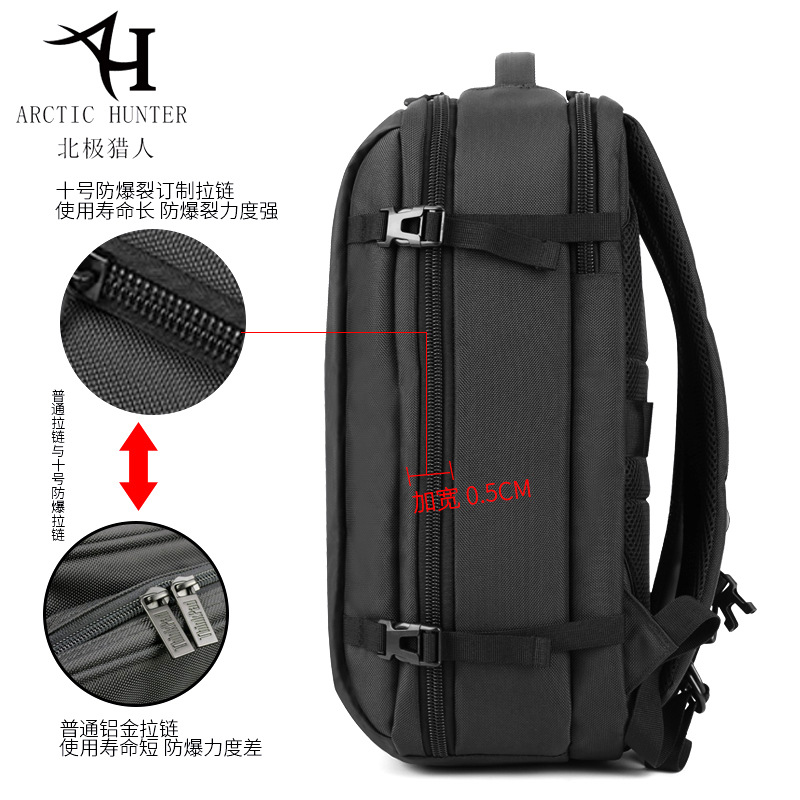 北極獵人品牌跨境休閑男士雙肩包大容量防水學(xué)生電腦書包logo