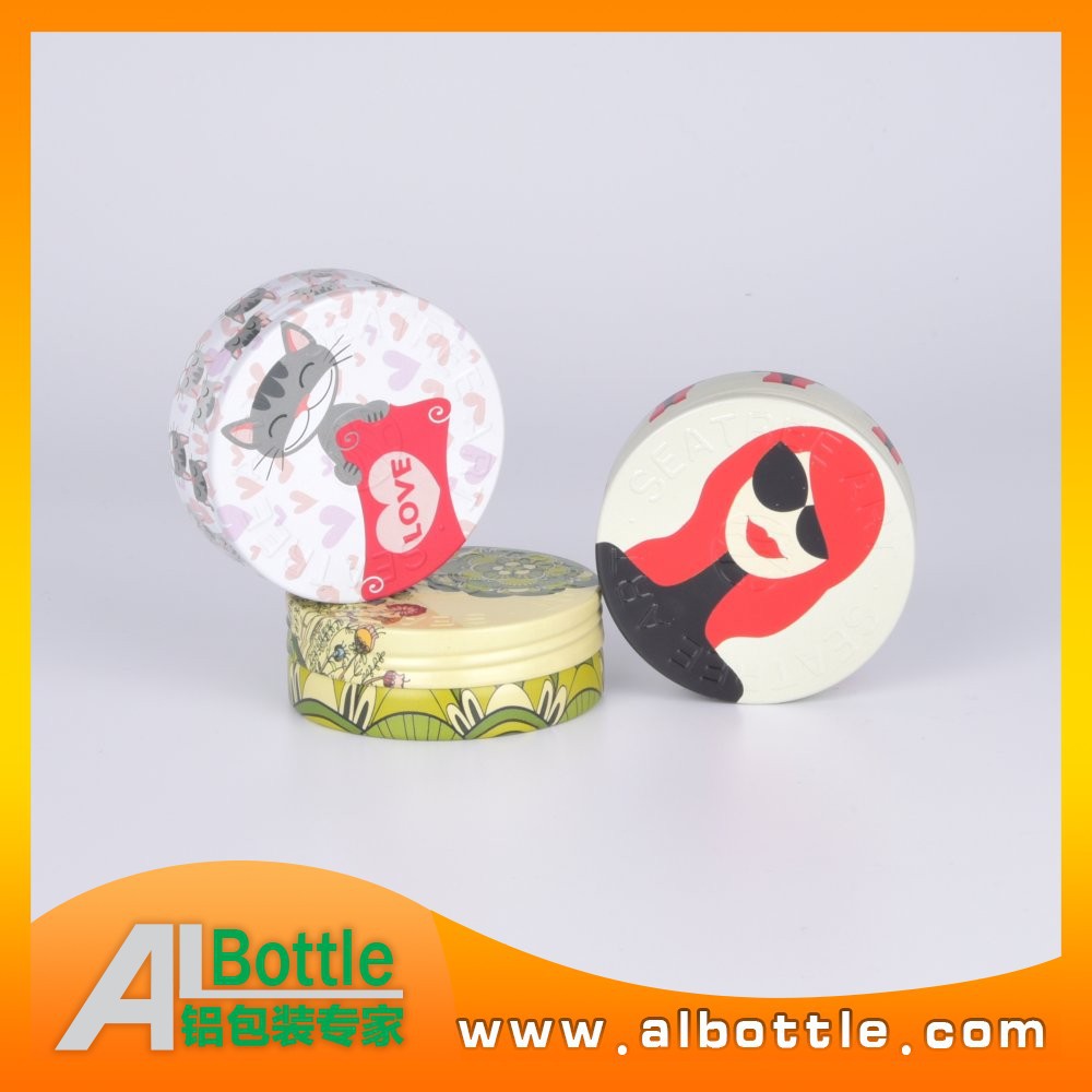 厂家定做50g 铝盒 螺纹凹底胶印白色膏霜铝盒 香皂茶叶发蜡盒