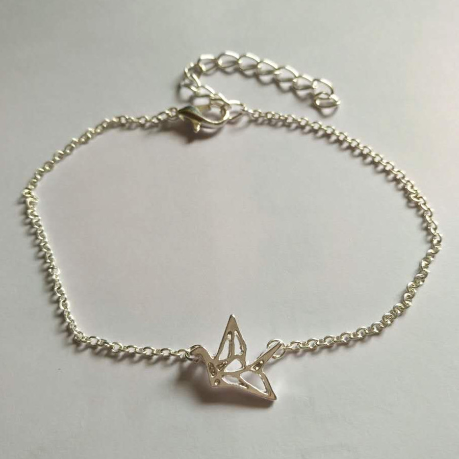 Jewelry hollow paper crane bracelet goldplated silver cute origami pigeon bird bracelet anklet wholesalepicture16