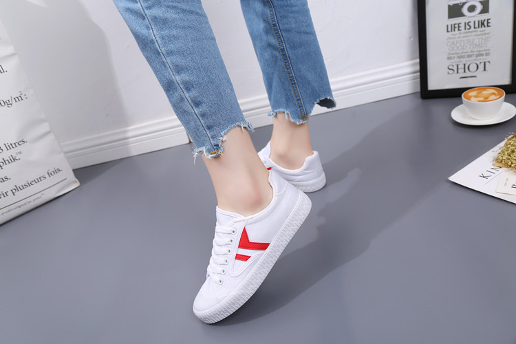 Stylish Red Casual Shoes on Feet