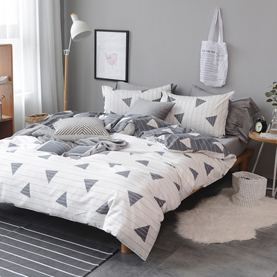 北欧简约纯棉四件套床上用品全棉4件套 床单被套学生宿舍套件