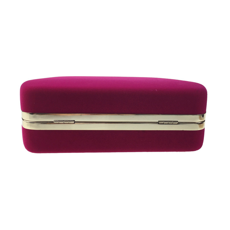 Túi clutch nữ dạ tiệc nhung hình quả bầu đính đá hộp cứng kèm dây xích — Màu đỏ, Màu đỏ rượu, Màu tím, Màu xanh lam chi tiết 7