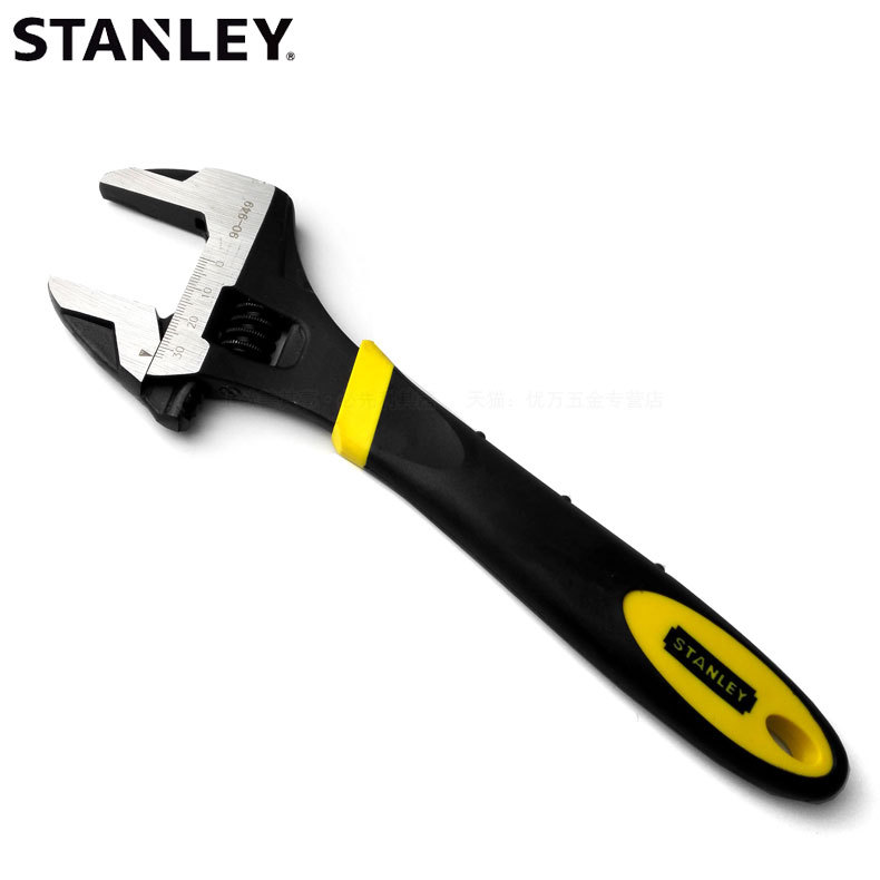 史丹利双色柄铬钒钢活动扳手10寸 大开口万能活络扳手90-949-23