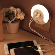 新款LED小夜灯 插电光控创意新奇特夜灯 USB充电器床头灯夜灯批发