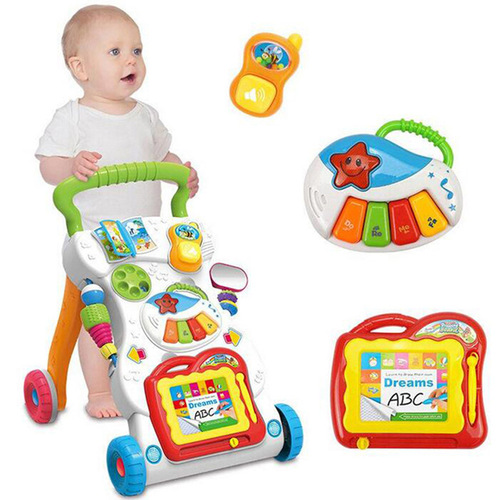 Baby walker stroller music walker adjustable speed anti-rollover baby learning walking stroller toy