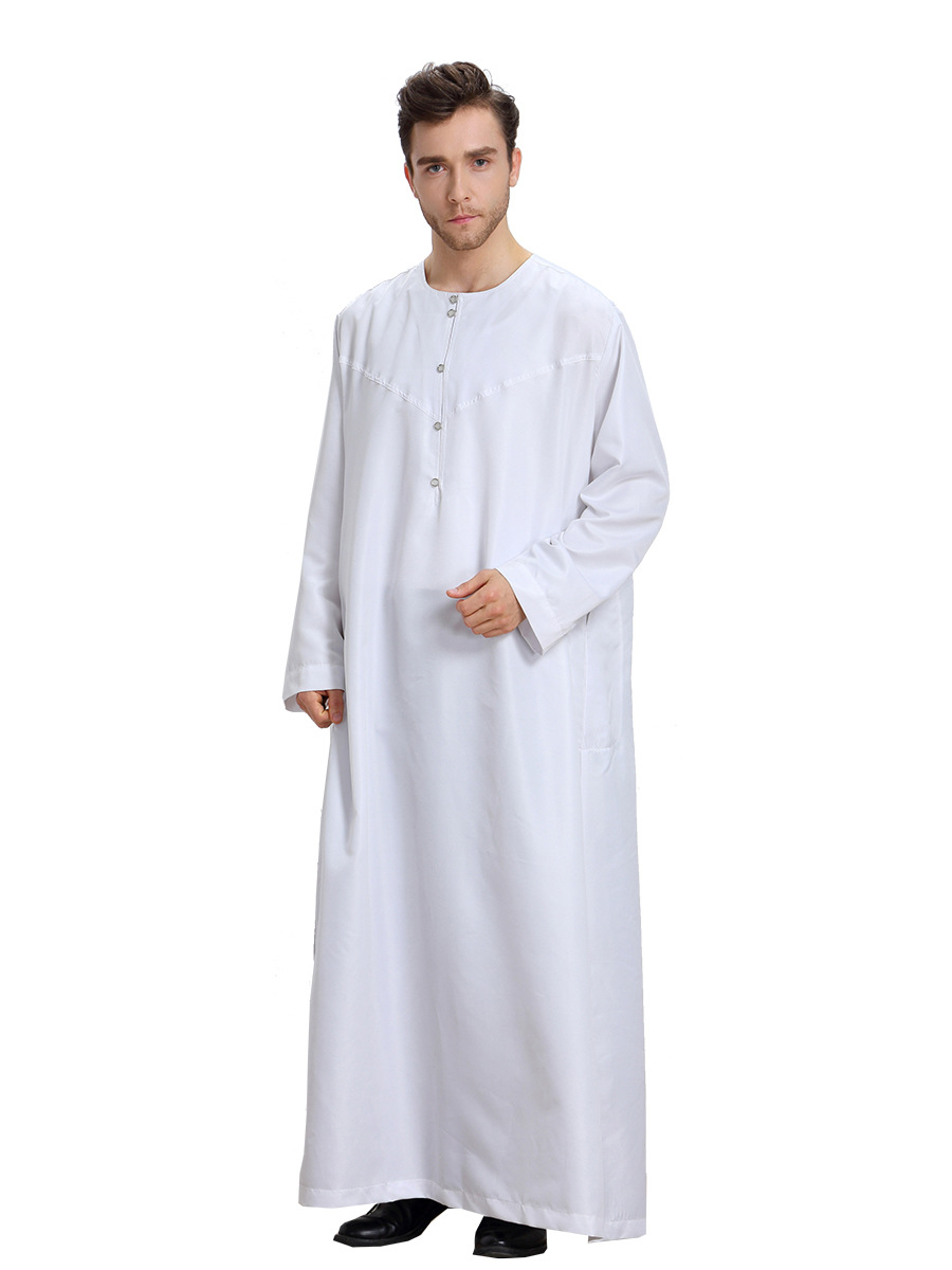 阿拉伯男士长袍 中东迪拜礼服 穆斯林男士长袍纯色长袍TH808详情36