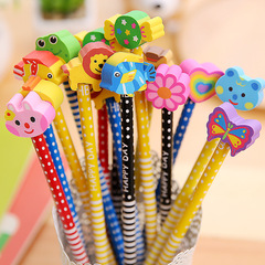 Creative Children's School Supplies Gift Kindergarten Learning Toys Cartoon HB Pencil with Eraser Prize T