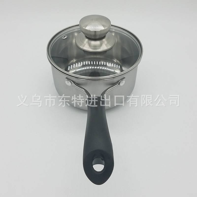 Factory direct sales of stainless steel milk pot single-handle milk pot three-piece set 16/18/20 household noodle pot gift set pot detail image 7