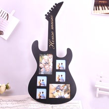 創意木質吉他造型絲印相框 家居裝飾壁飾品創意相框 吉他相框