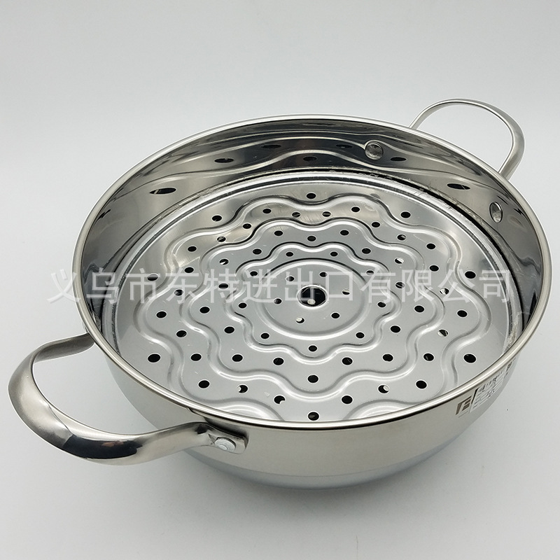 厂家直销不锈钢汤蒸锅高档复底玻璃双耳汤锅高档礼品火锅多用锅详情图5