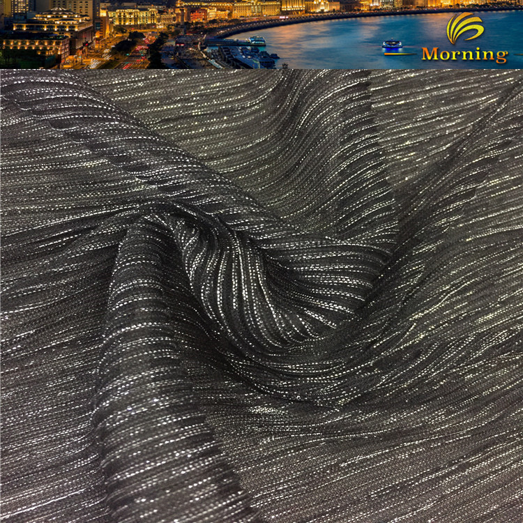 设计师压褶闪光女装幻灯丝亮晶晶反光布料亮丝金银丝有弹力面料