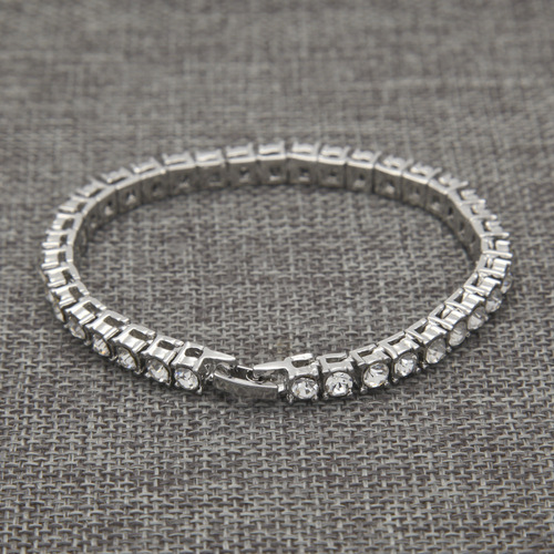 Cross-border hip-hop jewelry full of rhinestones 5mm tennis chain row bracelet men's fashion trend hand jewelry wholesale