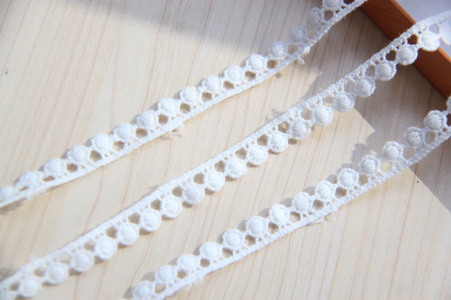 手工DIY服装辅料 日版水溶 小棉球棉线刺绣 蕾丝花边 宽1cm