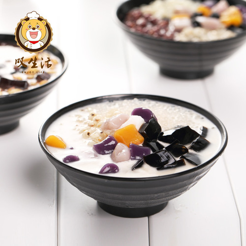 Taste of Life Grass Jelly Pudding Canned Head  Black Rice Jelly Fresh Taro Dessert for Open and Eat 820g