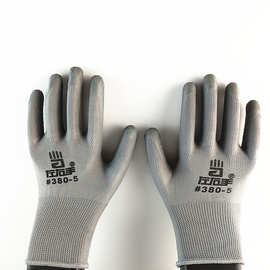 左右手380-5尼龙乳胶皱纹手套劳保防割耐磨厂家直销多用途防护