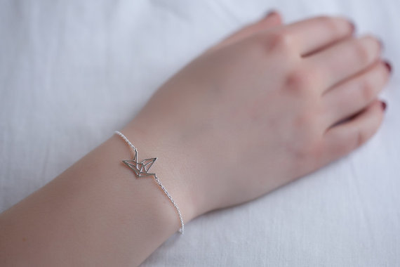 Jewelry hollow paper crane bracelet goldplated silver cute origami pigeon bird bracelet anklet wholesalepicture9