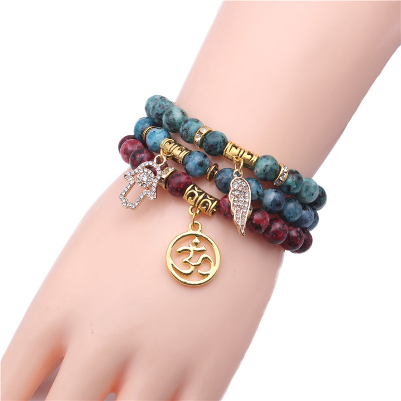 New Natural Stone 3D Pendant Bracelet Bracelet Natural Stone Palm Wing Beaded Bracelet