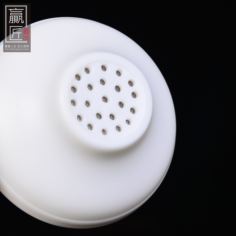 Ganar artesanía moral porcelana blanca Kung Fu juego de té ceremonia del té accesorios Jade porcelana té colador cerámica Filtro de acero inoxidable Filtro de té