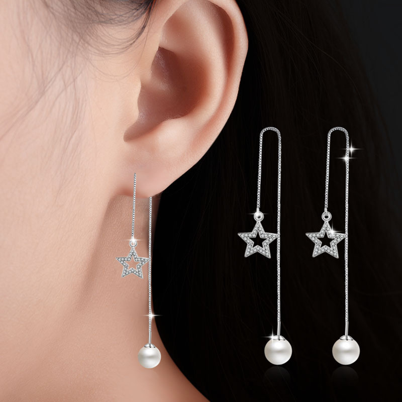 Long fashionable earrings from pearl