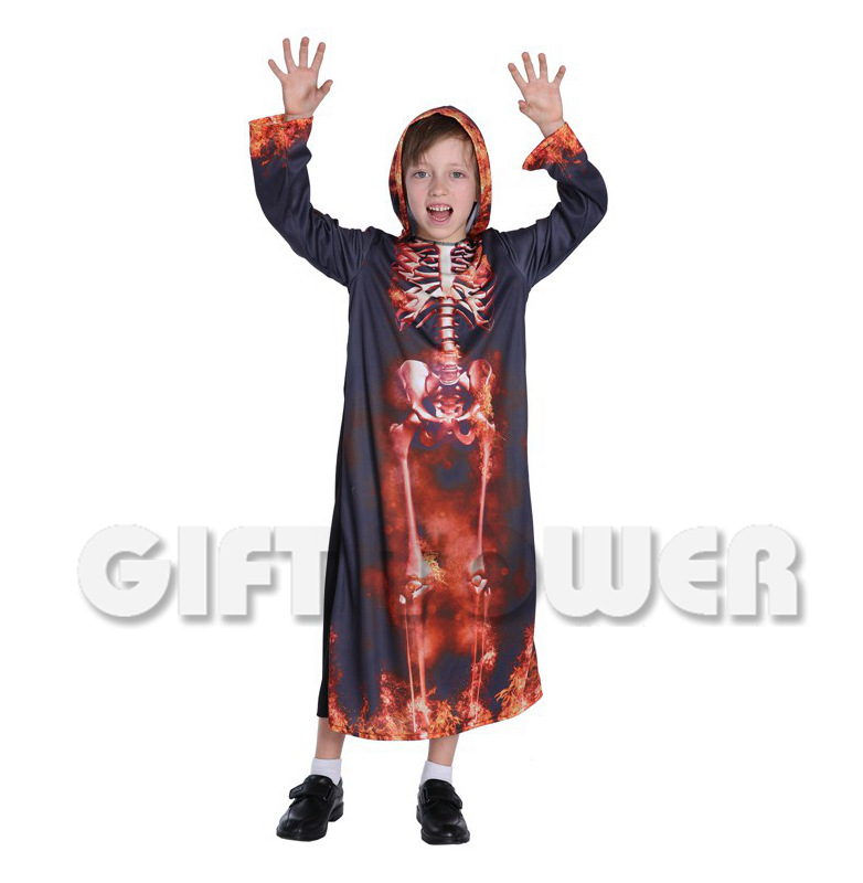 Hwan-woo's Halloween costume, vampire costume,B-0175 flame skull robe cosplay boy detail image 3