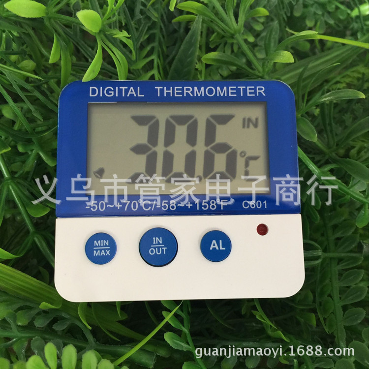 家用迷你温湿度表C601 室内外温度计 可设高低温报警 带磁铁详情2