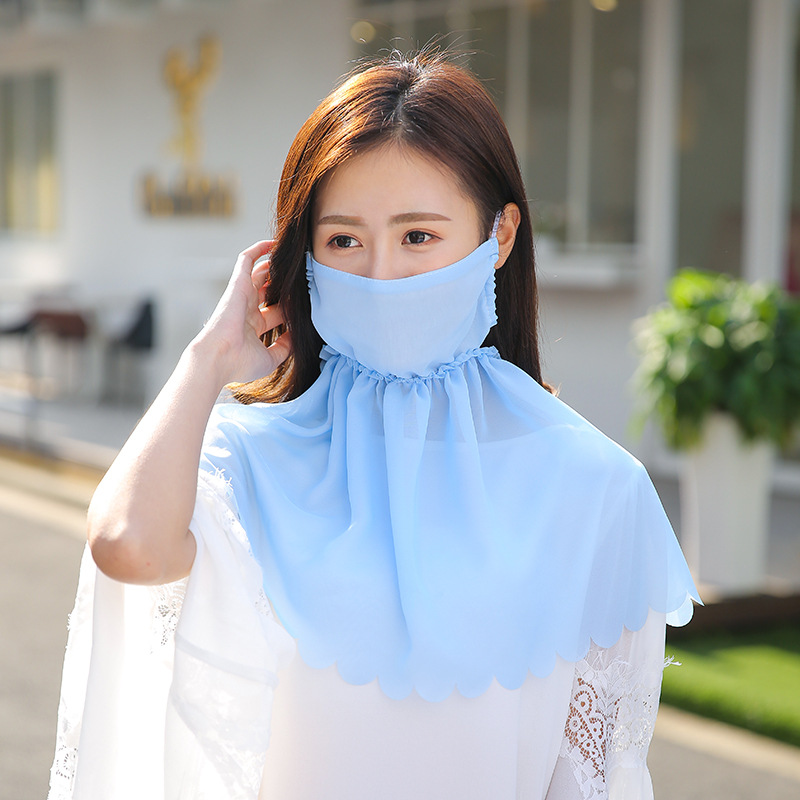 Lace dustproof Sunscreen Female masks Xia Chao1 Neck protection Shawl Thin section ventilation ultraviolet-proof Chiffon Hoods