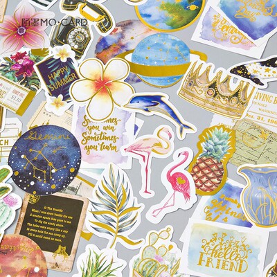Mexican street PDA Gilding Sticker Pack Green plant star series Hand decoration DIY Adhesive sticker 24 Eight Paragraphs