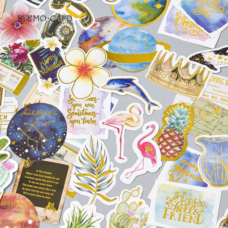 Mexican street PDA Gilding Sticker Pack Green plant star series Hand decoration DIY Adhesive sticker 24 Eight Paragraphs
