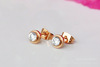 Earrings stainless steel, golden diamond, pink gold, Switzerland