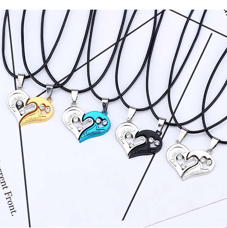 Streetwear Heart Shape Stainless Steel Plating Valentine's Day Couple Pendant Necklace display picture 4