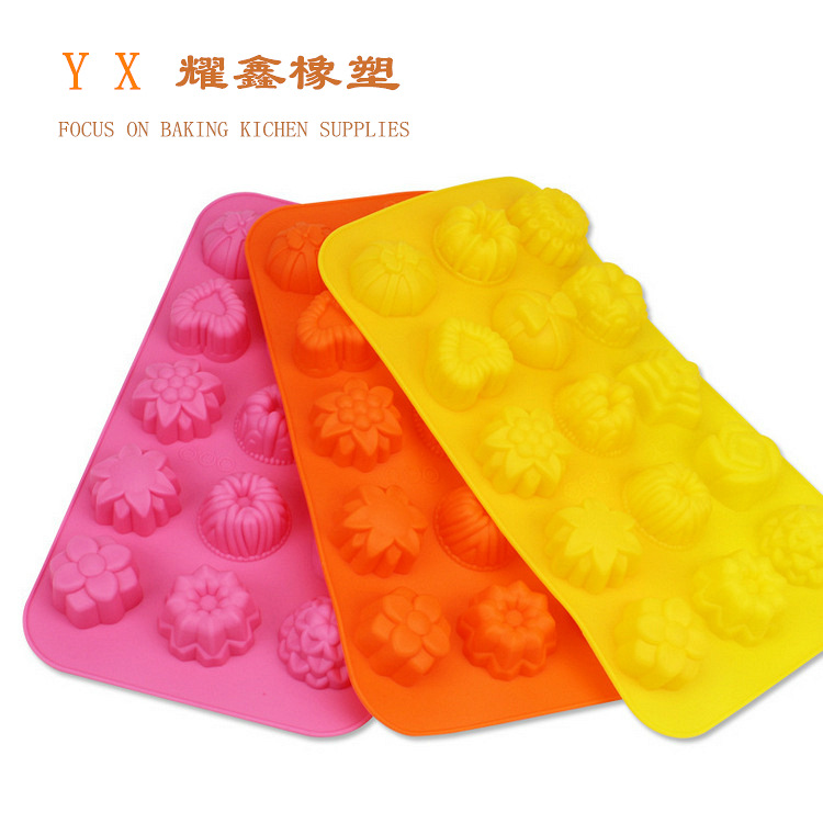 15连15款花硅胶手工皂模 硅胶肥皂模 蛋糕工具diy silicone制品
