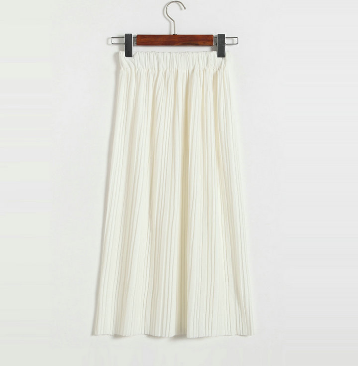 小百褶捻丝麻半身裙